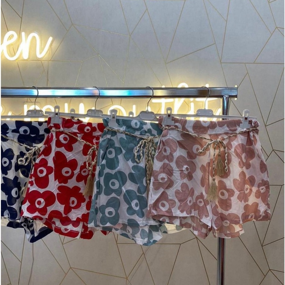 OS red floral shorts